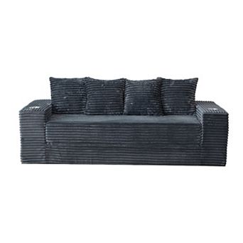 77-Inch Modern Convertible Sofa Bed with Foam Frame & Corduroy Upholstery - Boneless Sleeper Sofa