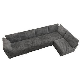 Ovios 5 pc Luxury Modular Sectional Sofas, Deep Seat Upholstered Sleeper Couches for Living Room