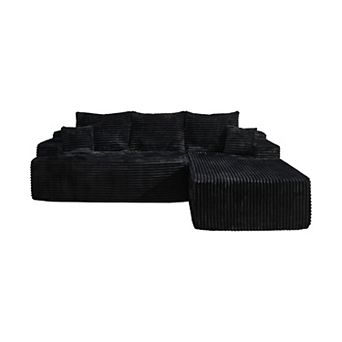 Ovios 96.5" L-shaped Modular Sectional Sofa Set, Assembly-free Couches for Living Room, Plush Fabric