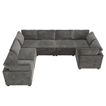 Ovios 7 pc Luxury Modular Sectional Sofas, Deep Seat Upholstered Sleeper Couches for Living Room