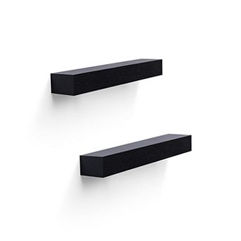 2 pc 18.11 Inch Wood Floating Wall Shelves for Home Storage and Decor