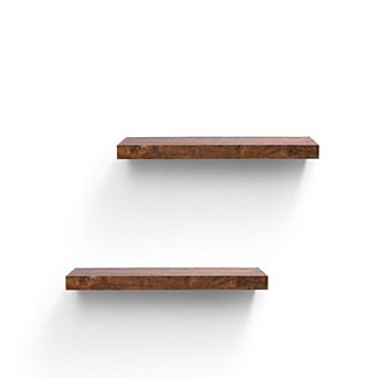 2 pc Floating Wall Shelves, 31.50" Wood Wall Mounted Shelf Set with Invisible Brackets