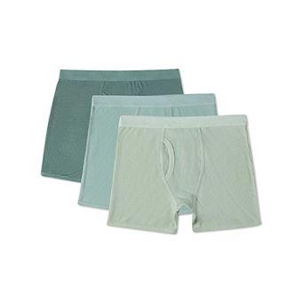 3 Pair Boys Ribbed Modal Blend Tag-Free Boxer Briefs, Solid Colors