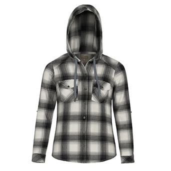 Ladies' Cotton Flannel Hooded Shirt
