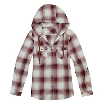 Ladies' Cotton Flannel Hooded Shirt