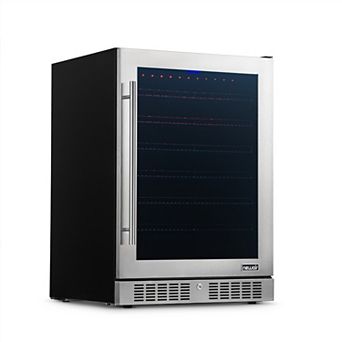 Newair 24" Built-in 224 Can Beverage Fridge with Color Changing LED Lights in Stainless Steel