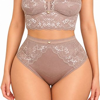 YAHAIRA Women's Lace Mid Waist Panty Double Tummy Layer Bottoms