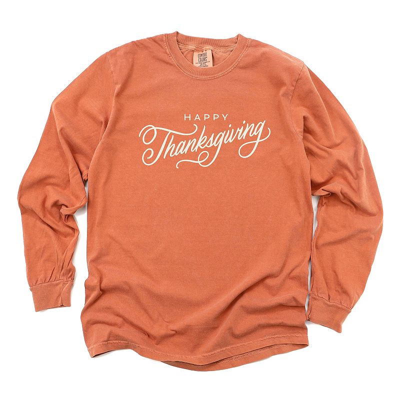 Hallmark - Happy Thanksgiving Cursive - Women's Garment Dyed Long ...