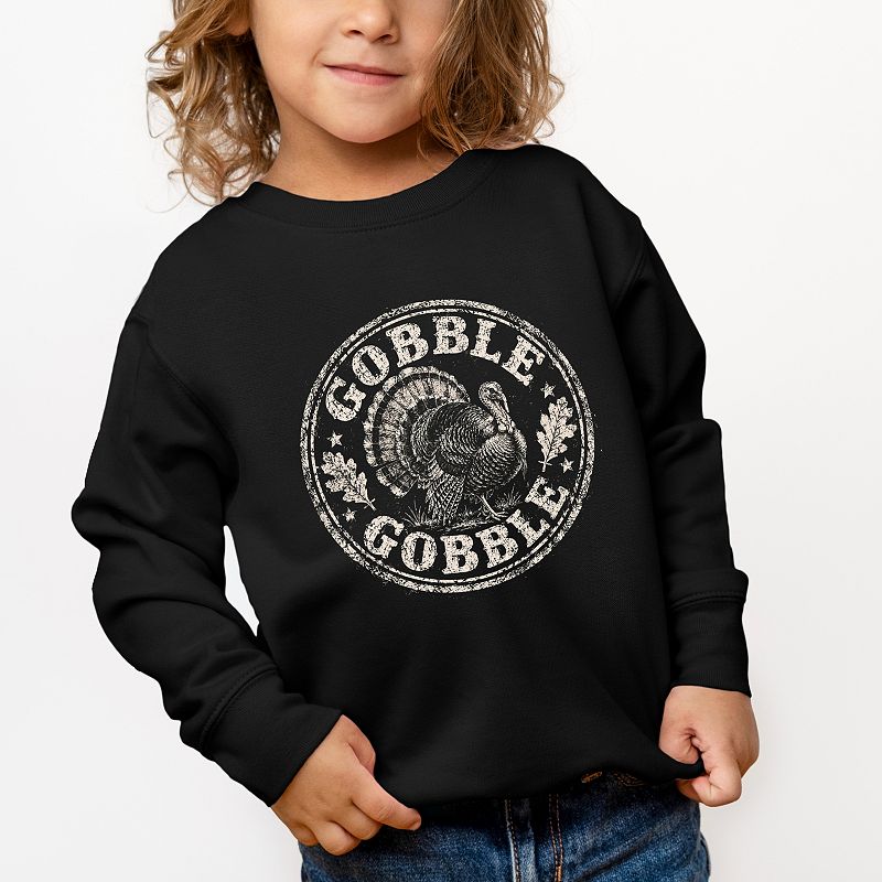 Gobble Gobble Turkey Circle - Toddler Graphic Sweatshirt