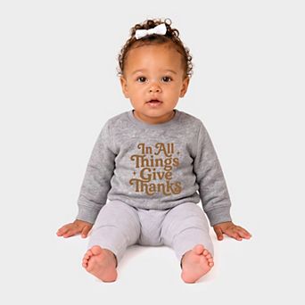 In All Things Give Thanks Stars - Infant Crew Fleece Sweatshirt