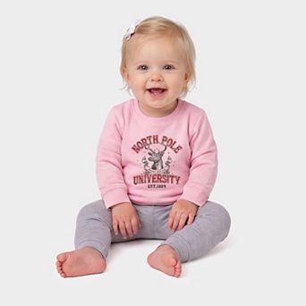 North Pole University Reindeer Stars - Infant Crew Fleece Sweatshirt