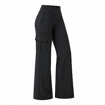 Women's Wide Leg Cargo Yoga Pants With 6 Functional Pockets Stretchy High Rise