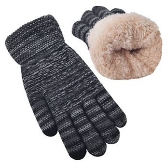 Womens Wool Fleece Touchscreen Knit Warm Gloves