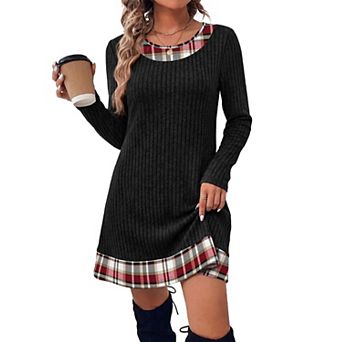 Fall Dresses for Women Long Sleeve Color Block Knit