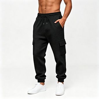 Men's Stretch Cargo Jogger Pants Multi-Pocket Elastic Drawstring Utility Trousers