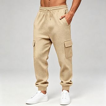 Men's Stretch Cargo Jogger Pants Multi-Pocket Elastic Drawstring Utility Trousers