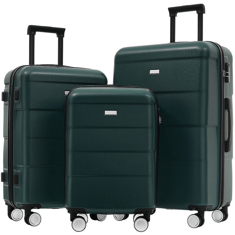 Whisen 3 Piece Hardshell Suitcase Set, Double Spinner Wheels ...