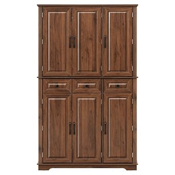 Whisen 72" Farmhouse Kitchen Pantry Storage Cabinet with 3 Pull-Out Trays & 6 Door Racks