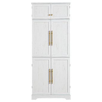 Whisen 78" Tall Farmhouse Kitchen Pantry Cabinet with Wine Rack & Hidden Drawer