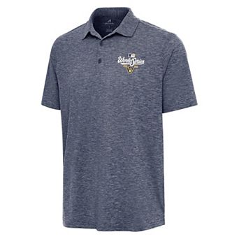 Men's Antigua Milwaukee Brewers World Series Participant 2026 Navy Heather Par 3 Polo