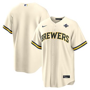 Men's Nike Cream Milwaukee Brewers 2026 World Series Home Replica Jersey