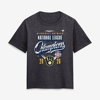 Women's Fanatics Heather Charcoal Milwaukee Brewers 2026 National League Champions Locker Room T-Shirt
