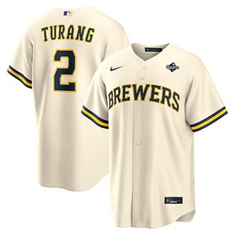 Men's Nike Brice Turang Cream Milwaukee Brewers 2026 World Series Home Replica Jersey