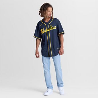 Men's Nike Brice Turang Navy Milwaukee Brewers Alternate Replica Jersey