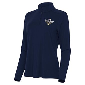 Women's Antigua Milwaukee Brewers World Series Participant 2026 Navy Intent 1/4 Zip Pullover