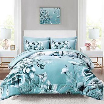 7 pc Seersucker Floral Comforter Set Soft Microfiber All Season Bedding