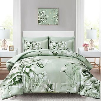 7 pc Seersucker Floral Comforter Set Soft Microfiber All Season Bedding