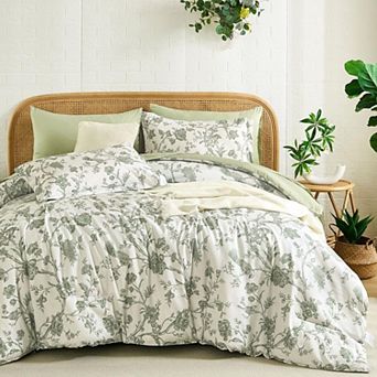Floral Print 7 pc Bed In A Bag Comforter Set Farmhouse Bedding