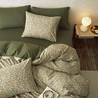 Cute Floral Vintage Aesthetic 5 pc Bedding Comforter Set For Women Teens