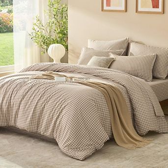 Gingham 7 pc Bedding Set Classic All Season Comfort Easy Care