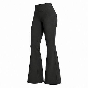 Women High Waist Bootcut Yoga Pants With Pockets 4 Way Stretch Tummy Control