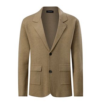 Men's Knit Cardigan Sweater Business Casual Unlined Two-Button Coat