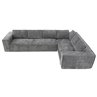 Whisen Modular Free Combination Sectional Sofa Set, 6 Seat Wrinkle-resistant Chenille Couch