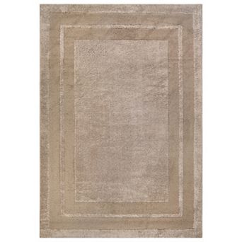 WRG Home Solid Framed Border Soft Shag High-Low Indoor Area Rug
