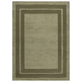 WRG Home Solid Framed Border Soft Shag High-Low Indoor Area Rug