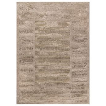 WRG Home Striped Framed Border Soft Shag High-Low Indoor Area Rug