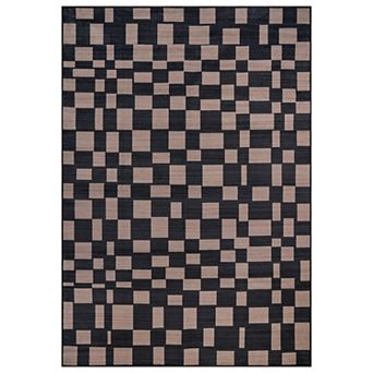 WRG Home Checkered Block Machine Washable Indoor Area Rug