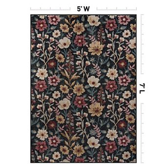 WRG Home Botanical Bloom Machine Washable Indoor Area Rug
