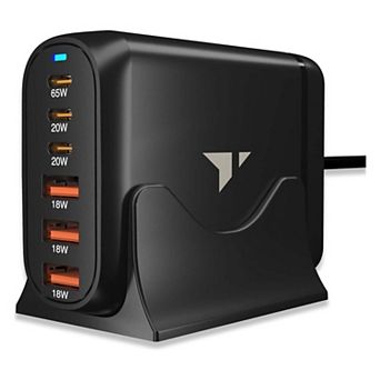Turonic 120W Charging Station USB-C & USB-A Fast Charger, 6-Port Desktop Power Adapter, 2x USB-C PD