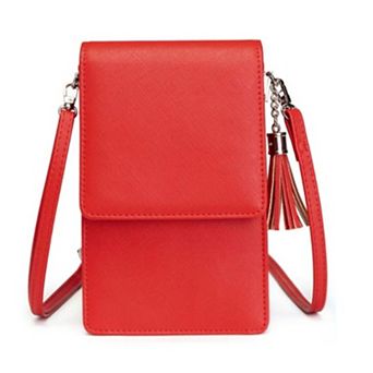 Phone Crossbody Bag Faux Saffiano Leather
