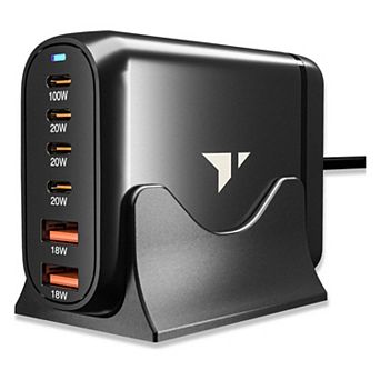 Turonic 200W Charging Station USB-C & USB-A Desktop Charger, 4 USB-C + 2 USB-A Ports, 100W Max