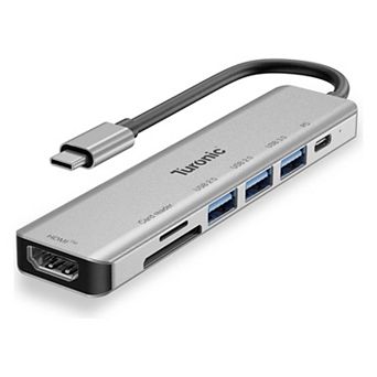 Turonic YG-2120 USB Hub, 7-in-1 USB-C Adapter with 4K HDMI Output, 100W PD Charging, USB 3.2