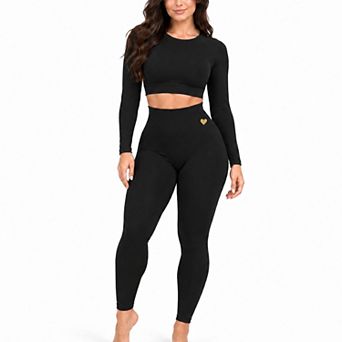 YAHAIRA Women's Shaping Leggings & Double Tummy Long Sleeve 2 pc Set