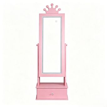 Kids Jewelry Armoire with Full Length Mirror, LED Lights