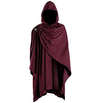 Medieval Corduroy Hooded Cloak Adjustable Brooch Renaissance Ren Faire Costume Cape