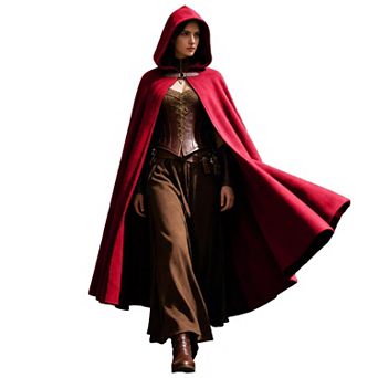 Women Men Renaissance Medieval Hooded Velvet Cape Cloak Cosplay Daily Wear